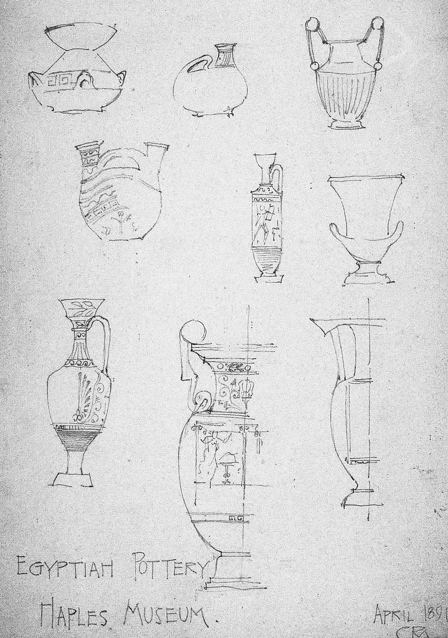 Egyptská keramika, Neapolské muzeum, 1891 od Charles Rennie Mackintosh