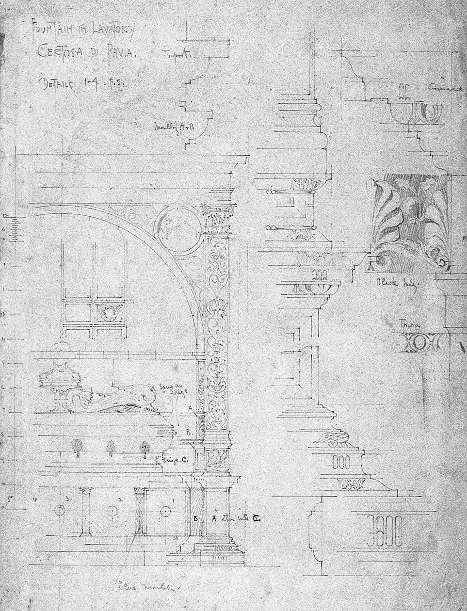 Fontána v záchodě, Certosa di Pavia, 1891 od Charles Rennie Mackintosh