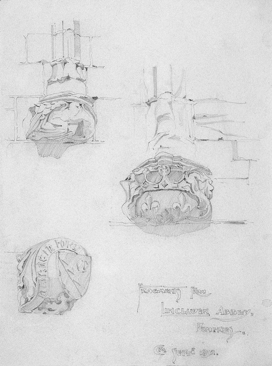 Fragmenty z opatství Lincluden, Dumfries, 1892 od Charles Rennie Mackintosh