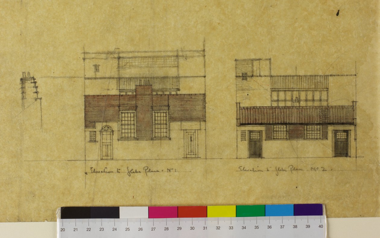 Harold Squire Studio: nadmořské výšky, alternativní nadmořská výška k Glebe Place od Charles Rennie Mackintosh