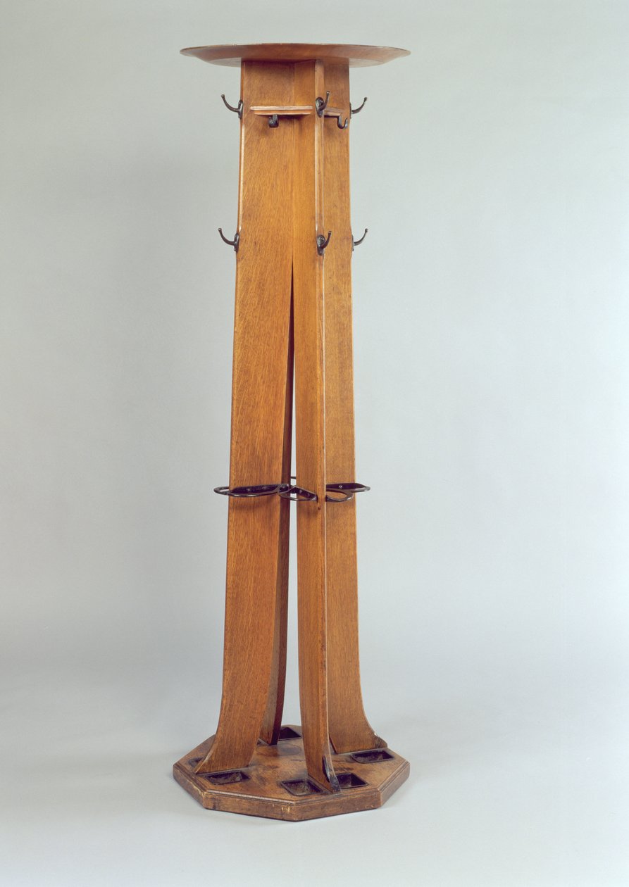 Stojan na klobouky, kabáty a deštníky pro čajovny Argyle Street, 1897 (dubové dřevo) od Charles Rennie Mackintosh