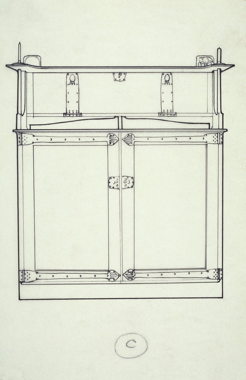 Perokresba nábytku (skříň), cca 1910 (tuš na papíře) od Charles Rennie Mackintosh