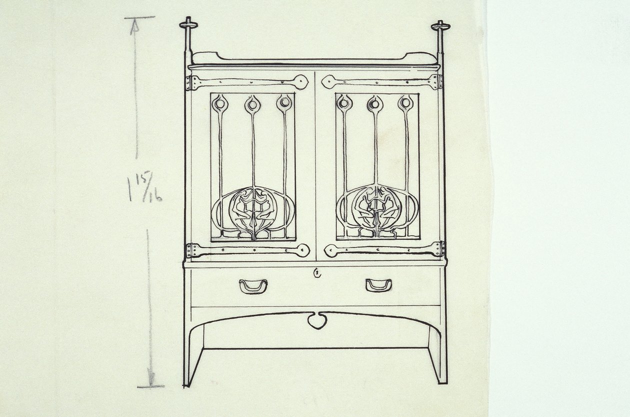 Perokresba nábytku (toaletní stolek), cca 1910 (tuš na papíře) od Charles Rennie Mackintosh