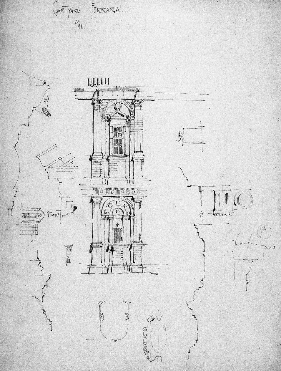 Palace Courtyard, Ferrara, 1891 od Charles Rennie Mackintosh