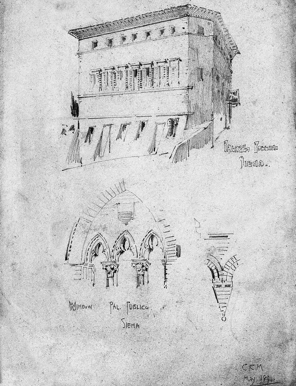 Palazzo Pollini a okno v Palazzo Pubblico, Siena, 1891 od Charles Rennie Mackintosh