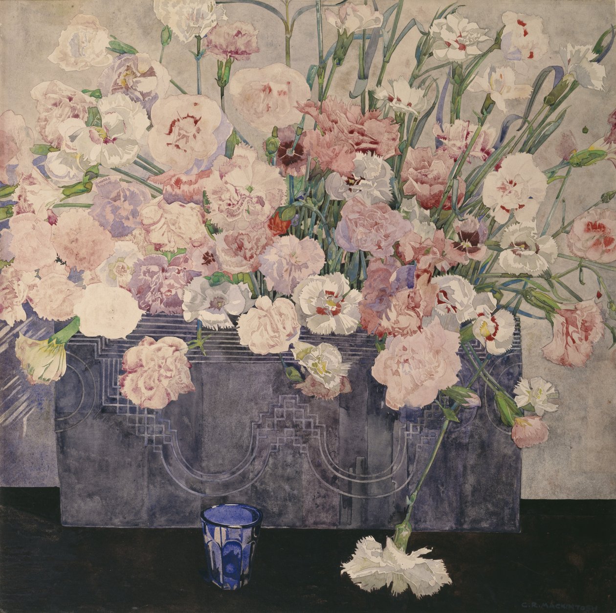 Růžové (akvarel na papíře) od Charles Rennie Mackintosh