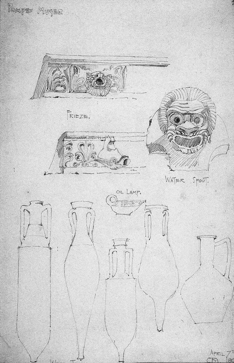 Pompejské muzeum, 1890 [1891], tužka od Charles Rennie Mackintosh