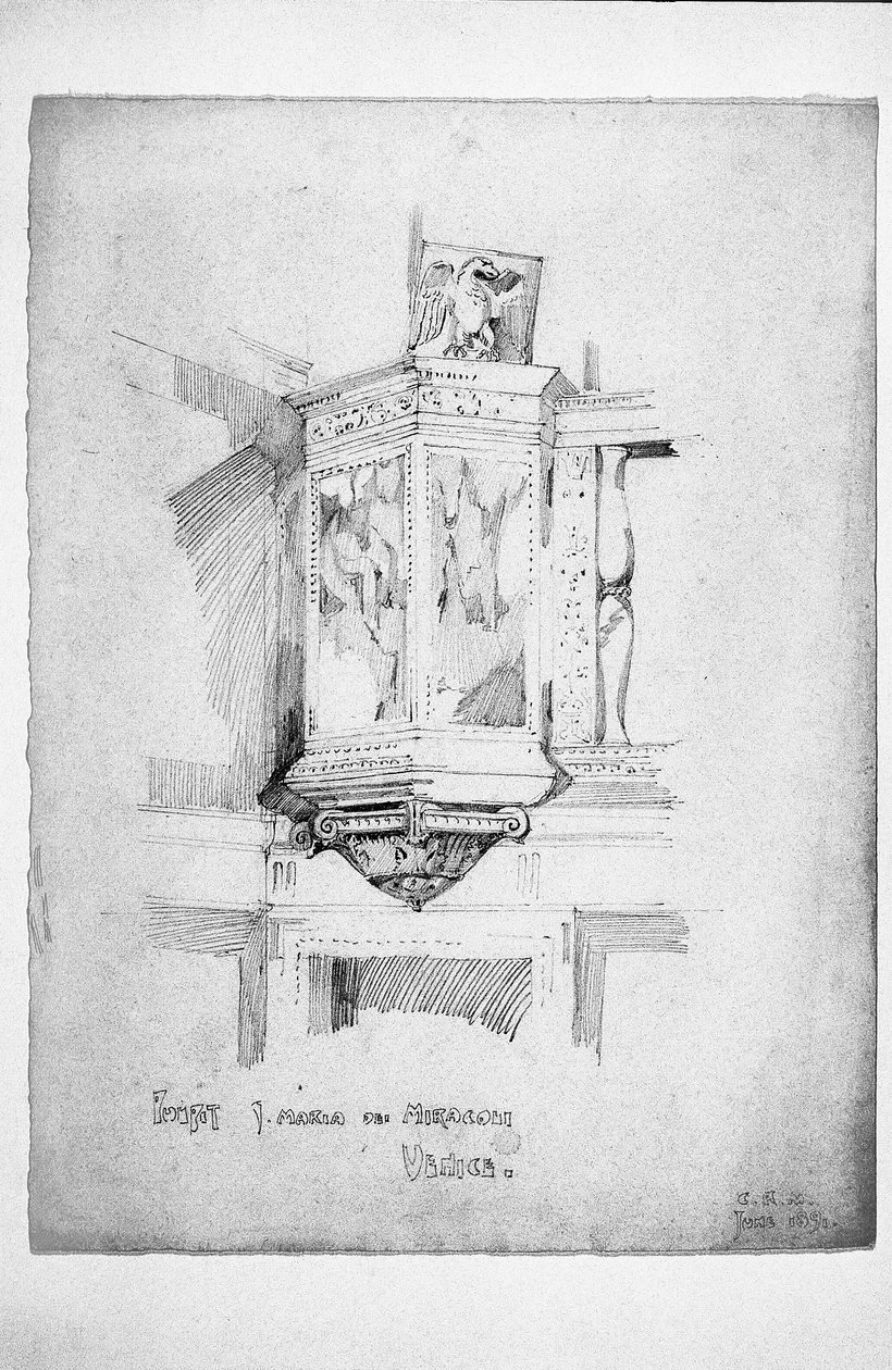 Kazatelna, S. Maria dei Miracoli, Benátky, 1891 od Charles Rennie Mackintosh