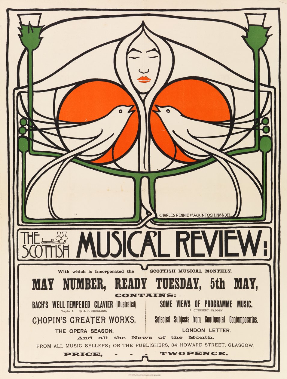 Scottish Musical Review (planografický tisk, litografie, papír) od Charles Rennie Mackintosh