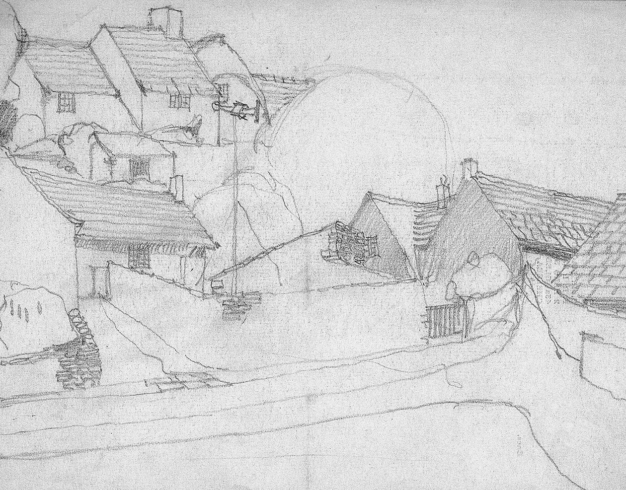 Náčrt anglické vesnice, kolem roku 1920 od Charles Rennie Mackintosh