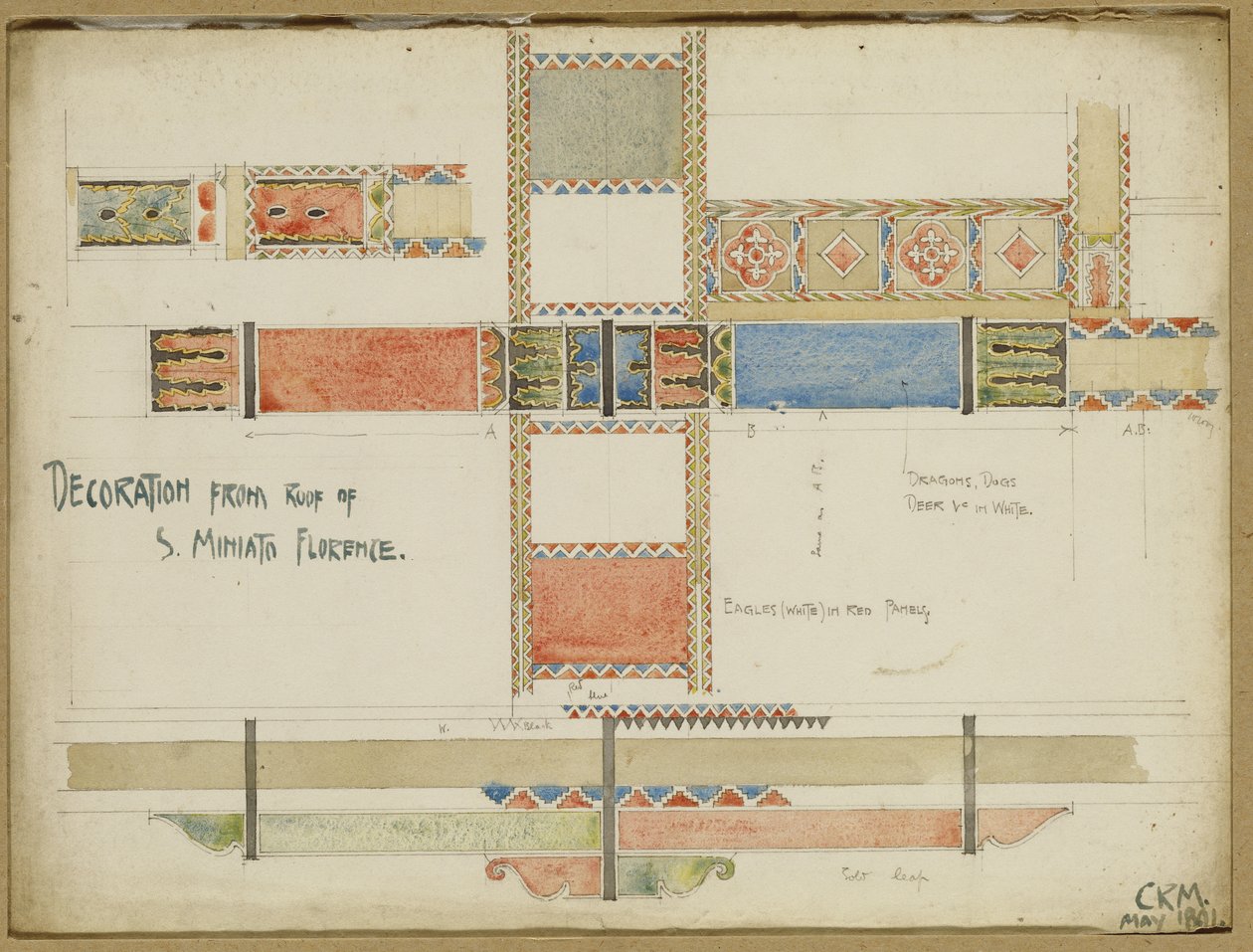 Studie dekorativních stropních panelů, San Miniato, Florencie, 1891 od Charles Rennie Mackintosh
