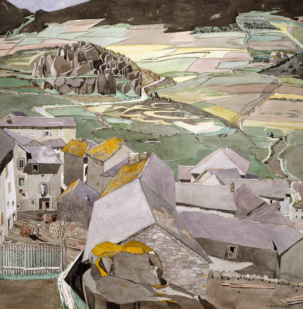 La Lagonnen kylä (akvarelli paperille) od Charles Rennie Mackintosh