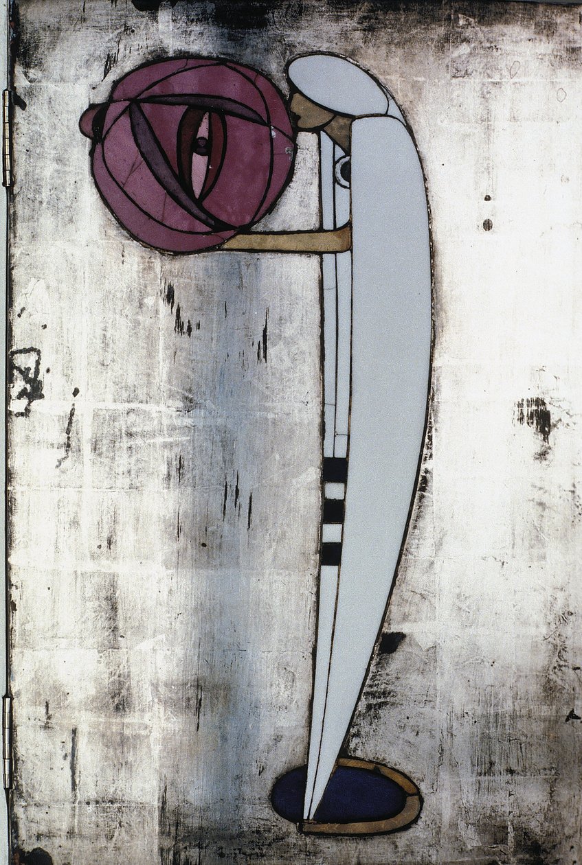 Bílá skříň navržená pro paní Rowat, 1902 (dřevo, vitráže, smalt) od Charles Rennie Mackintosh