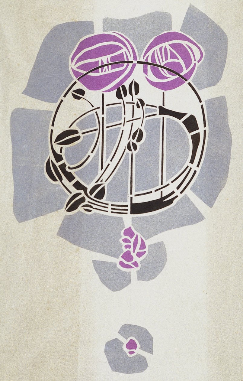 Moderní reprodukce z originální šablony Mackintosh pro nástěnnou dekoraci, motiv růže, 1902 (barva plakátu na kazetovém papíru) od Charles Rennie Mackintosh