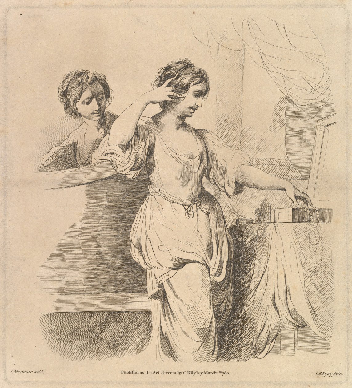 Žena na záchodě, 1. března 1780. od Charles Reuben Ryley