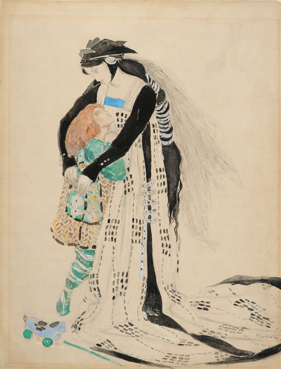 Kostýmní návrh smrti Tintagiles, 1912 (wc na papíře) od Charles Ricketts