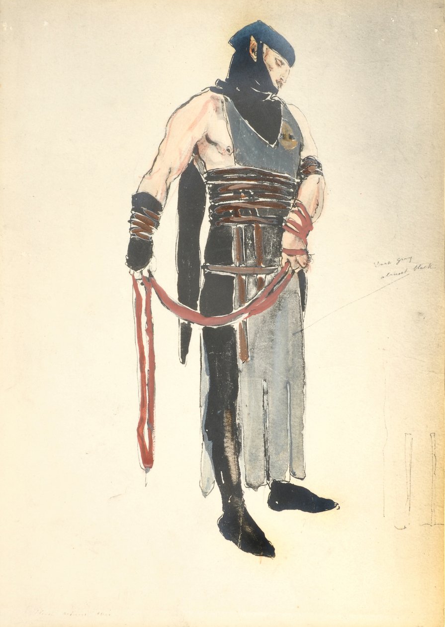 Kostýmní návrh pro Queens Servant v Le Mort de Tintagiles, 1912 (wc na papíře) od Charles Ricketts