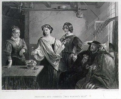 Florizel a Perdita, ryté Lumb Stocks (1812-92) (rytina) od Charles Robert (after) Leslie