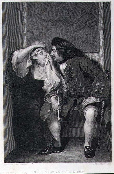 Strýc Toby a vdova, vyryto Lumb Stocksem (1812-92) (rytina) od Charles Robert (after) Leslie