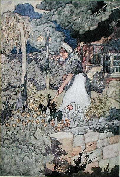 Chatová zahrada, vydáno 1912 (barevné lito) od Charles Robinson