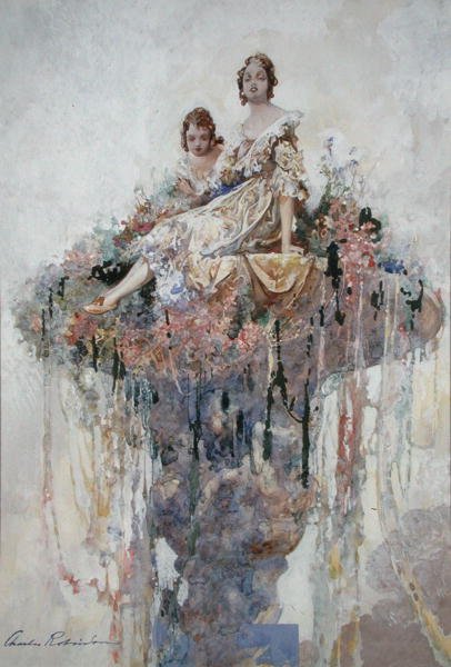 Květinová fontána (akvarel na papíře) od Charles Robinson