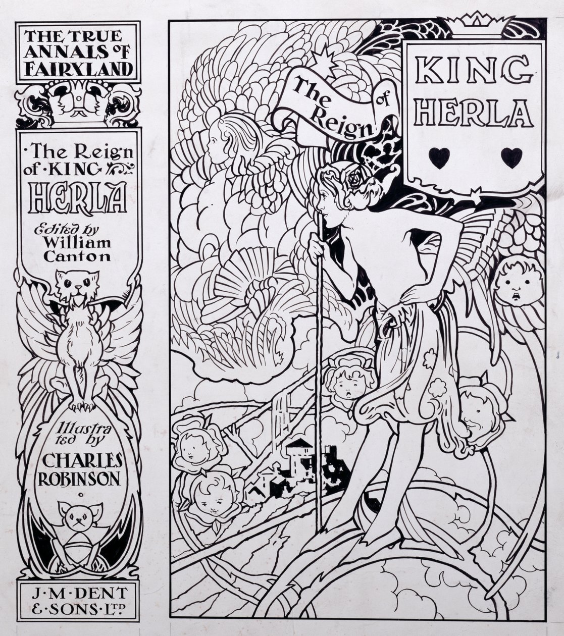 Ilustrace přední obálky knihy The True Annals of Fairyland, The Reign of King Herla, editoval William Canton, publikoval 1900 od Charles Robinson