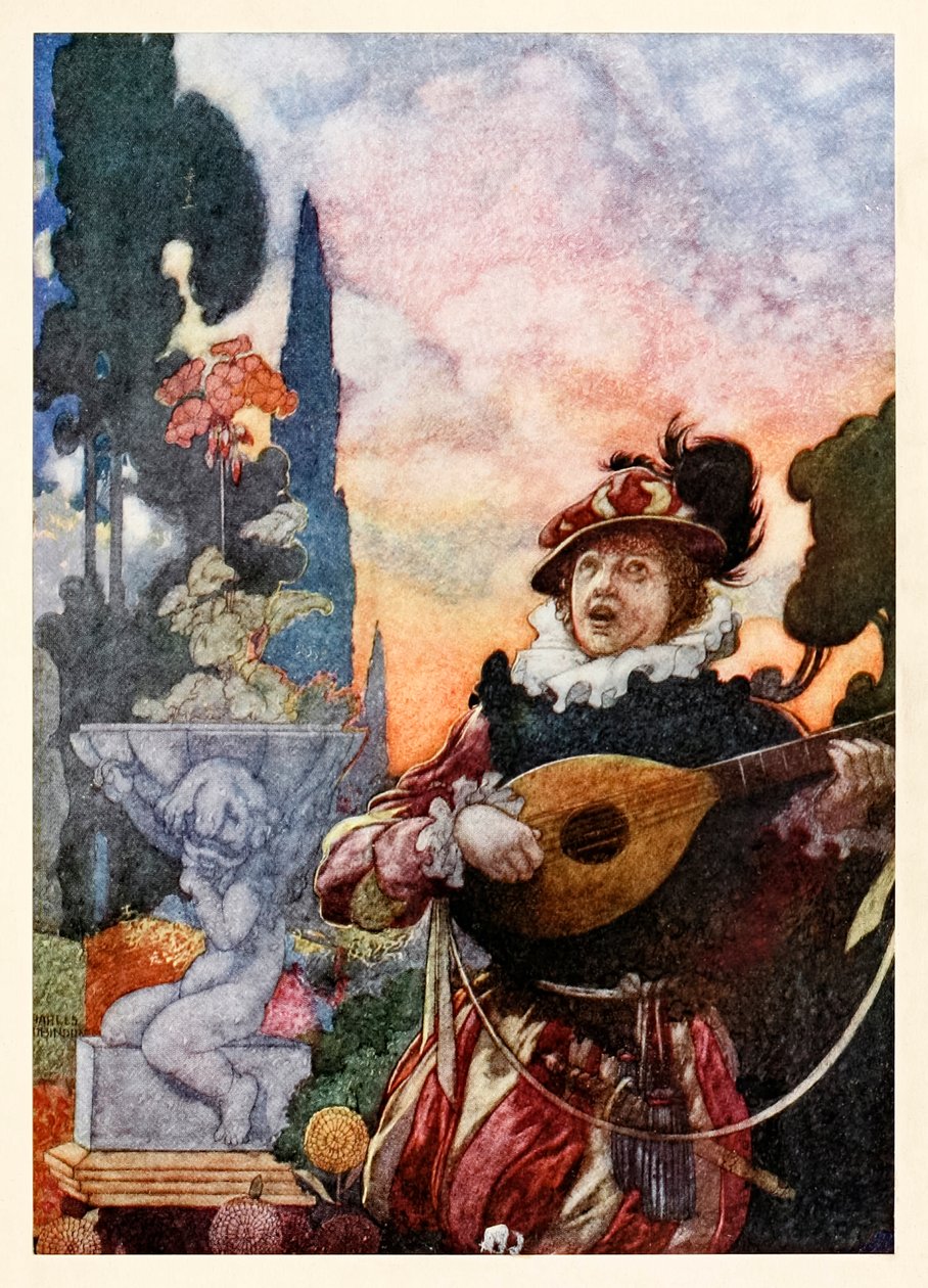 „Poznamenejte si, jak jedna struna, sladký manžel k druhé, udeří každého podle vzájemného uspořádání“ z „Harmony a melodie“ v Písních a sonetech Williama Shakespeara od Charles Robinson
