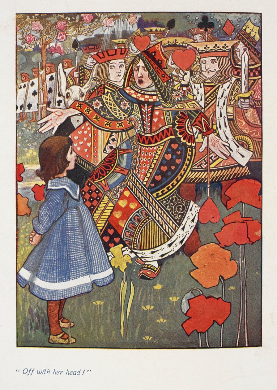 "Pryč s její hlavou."
Alice s červenou královnou. od Charles Robinson