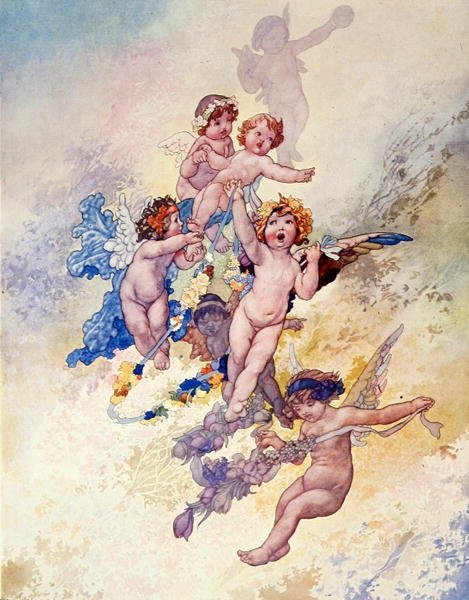 Putti s girlandami květin od Charles Robinson