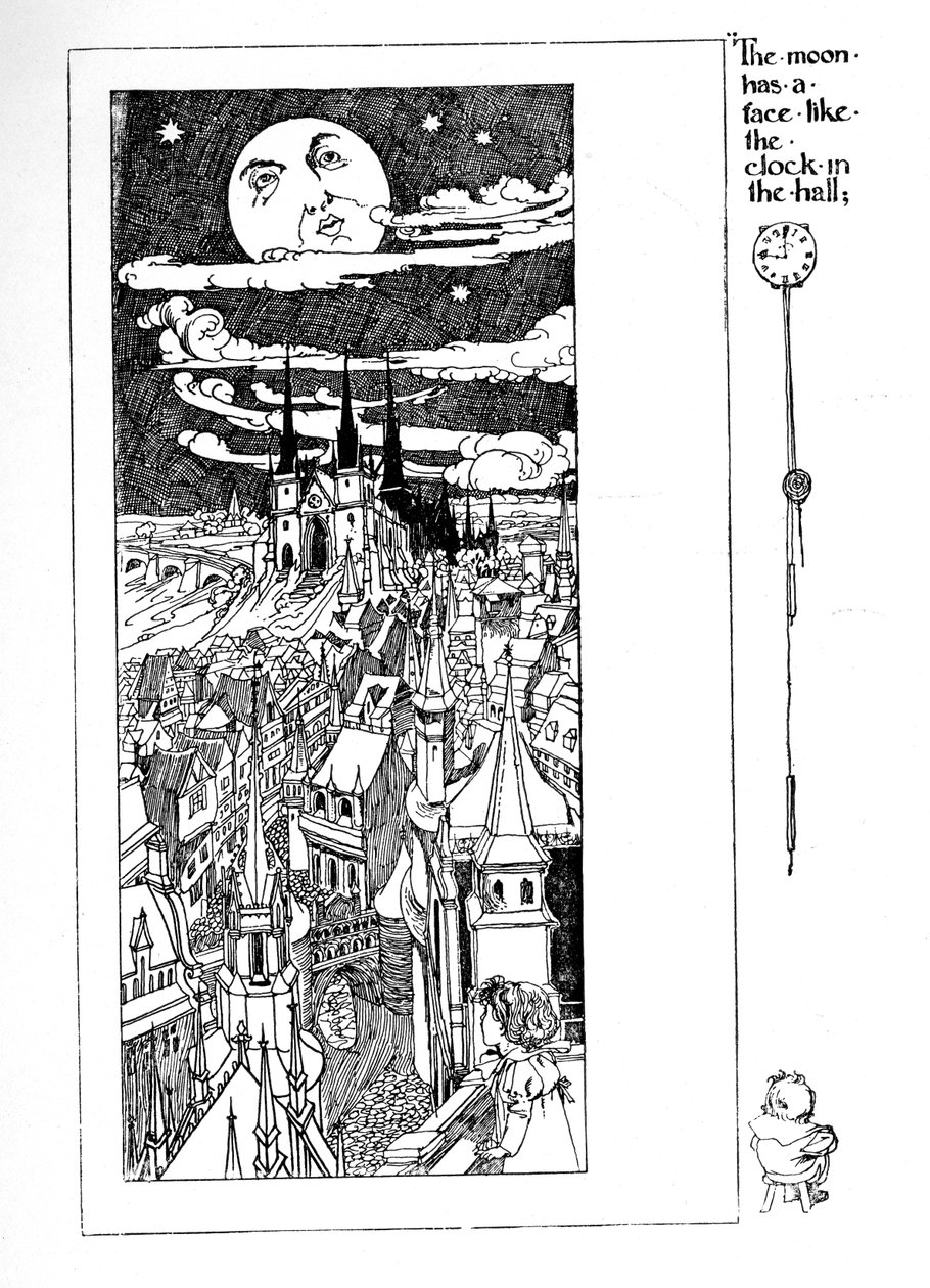 „Měsíc má tvář jako hodiny v síni“, ilustrace z „A Child