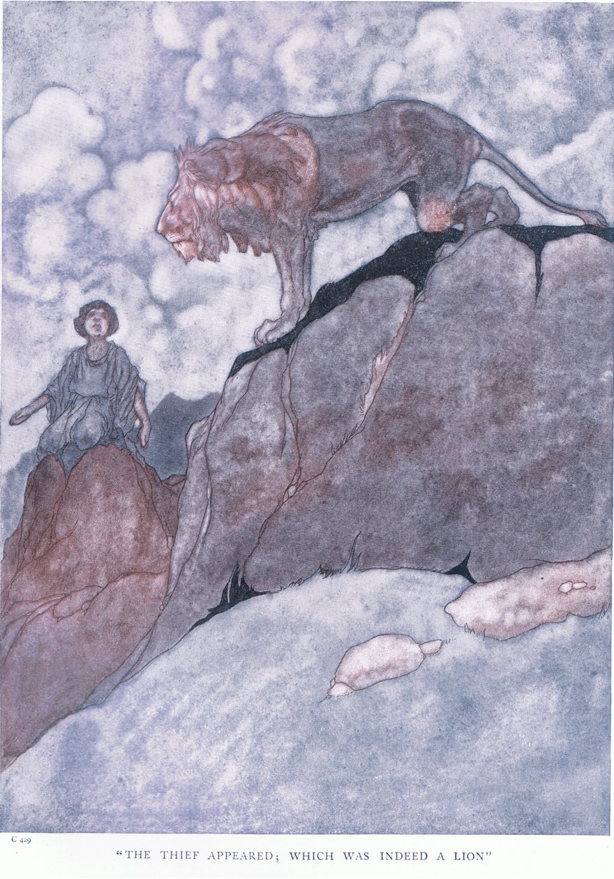 Zloděj se objevil; což byl skutečně lev, 1930s od Charles Robinson