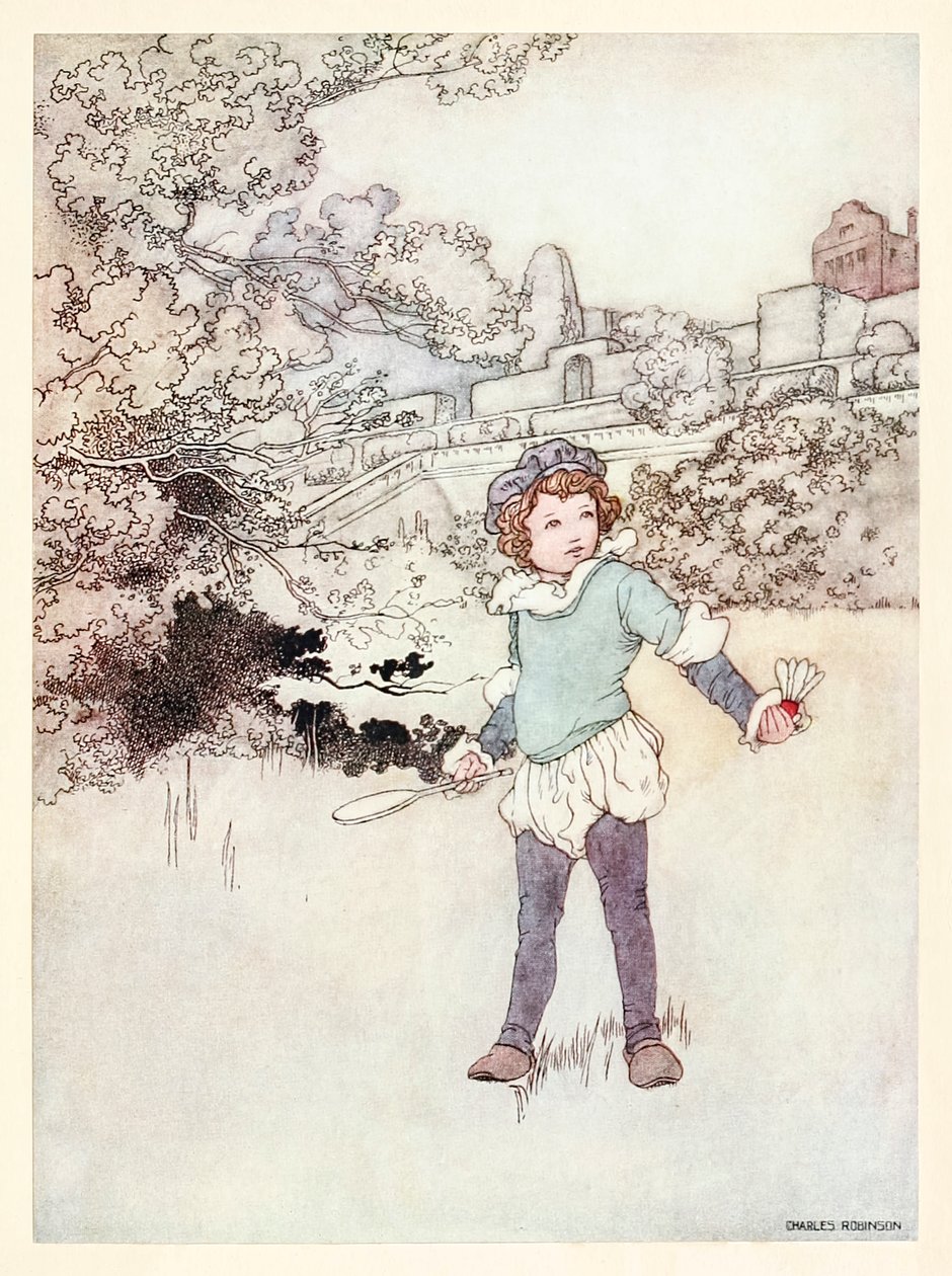 Frontispis "Toto moje krásné dítě" z "A Revival - When Fourty Winters Shall Besiege Thy Brow" v The Songs and Sonnets of William Shakespeare od Charles Robinson