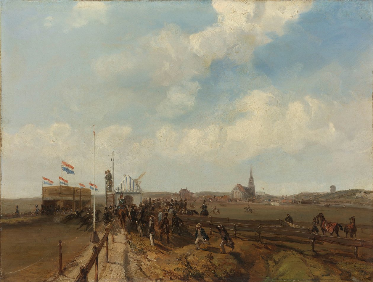 Závodní dráha v Scheveningen, otevřena 3. srpna 1846 od Charles Rochussen (signed by artist)