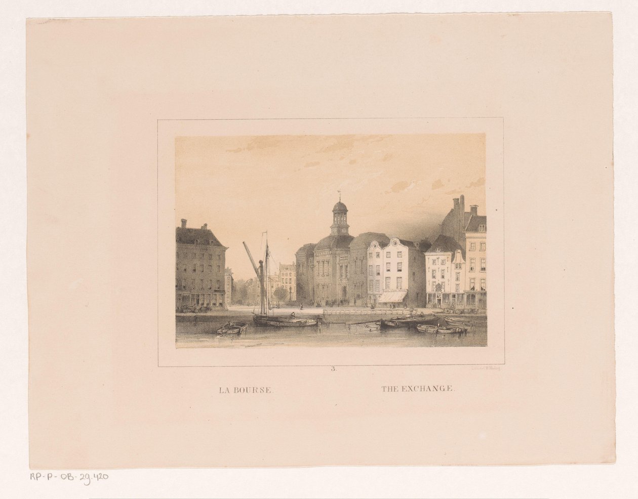 Pohled na burzu v Rotterdamu Burza / Výměna (název na objektu) Vues et monuments de la ville de Rotterdam / Pohledy a památky na město Rotterdam (název série) od Charles Rochussen