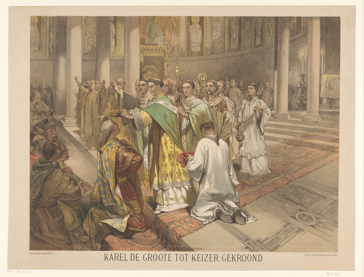 Karel Veliký korunován císařem Karel Veliký korunovaný císařem (titul na předmětu) Série dvaceti čtyř národních historických desek, pro školu a domov (název série) od Charles Rochussen