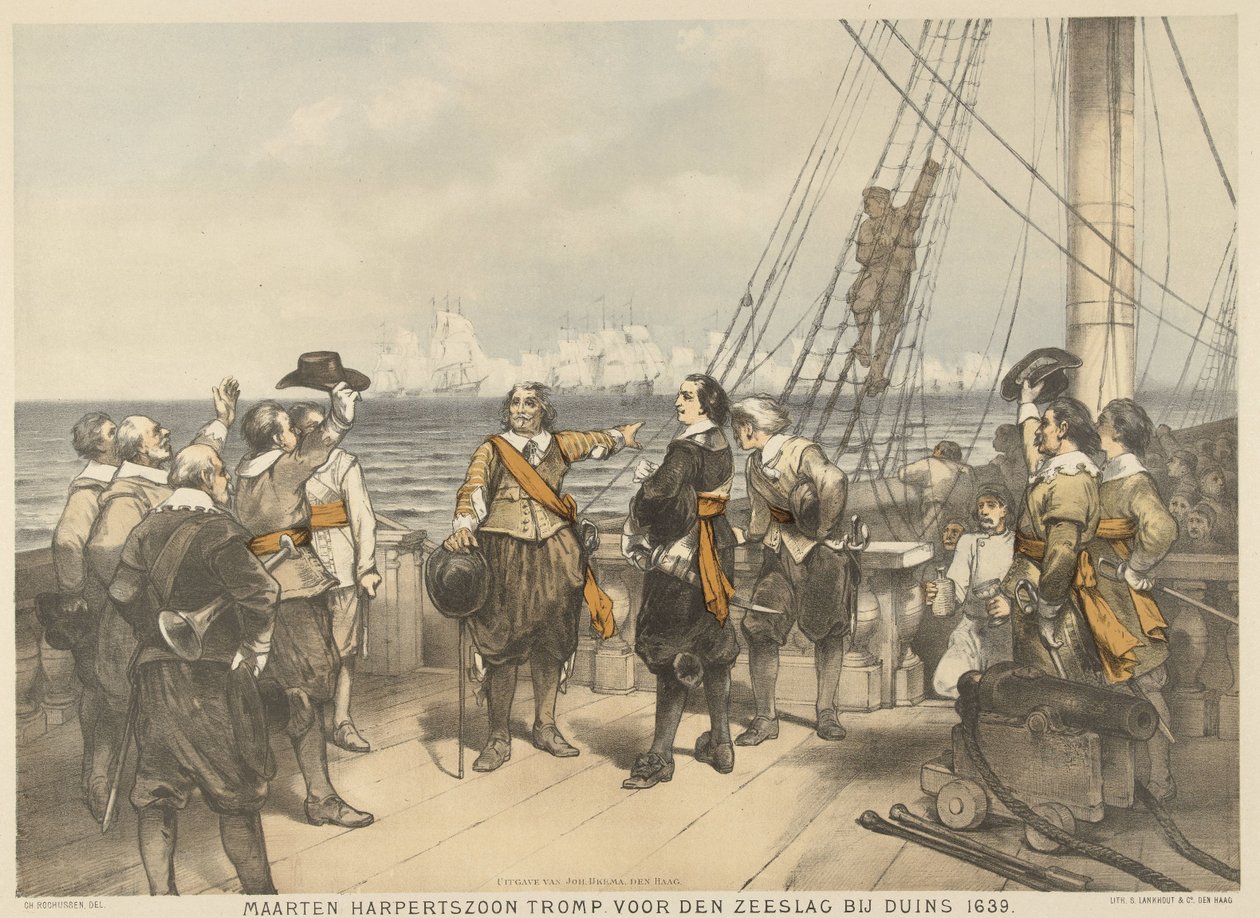 Maarten Tromp před začátkem bitvy u Duins, 1639 Maarten Harpertszoon Tromp, před námořní bitvou u Duins 1639 (název na předmětu) od Charles Rochussen