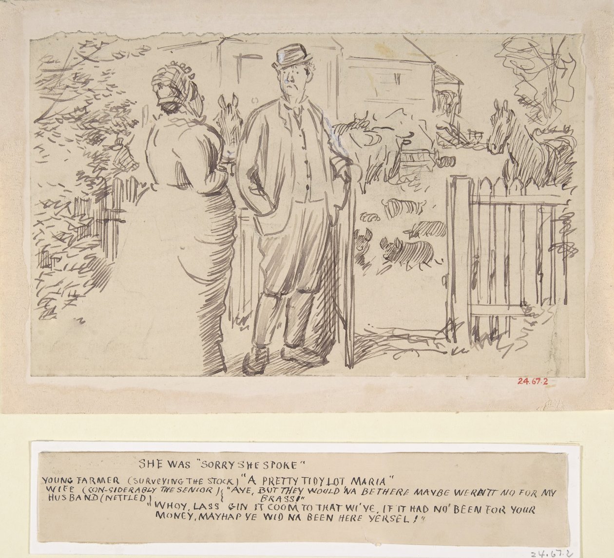 Bylo jí líto, že mluvila, 1870-1891. od Charles Samuel Keene