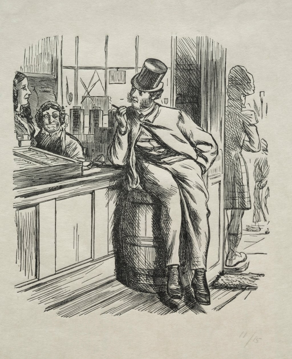 Co se stalo zabitím bohatého strýce o Vánocích, 1865. od Charles Samuel Keene