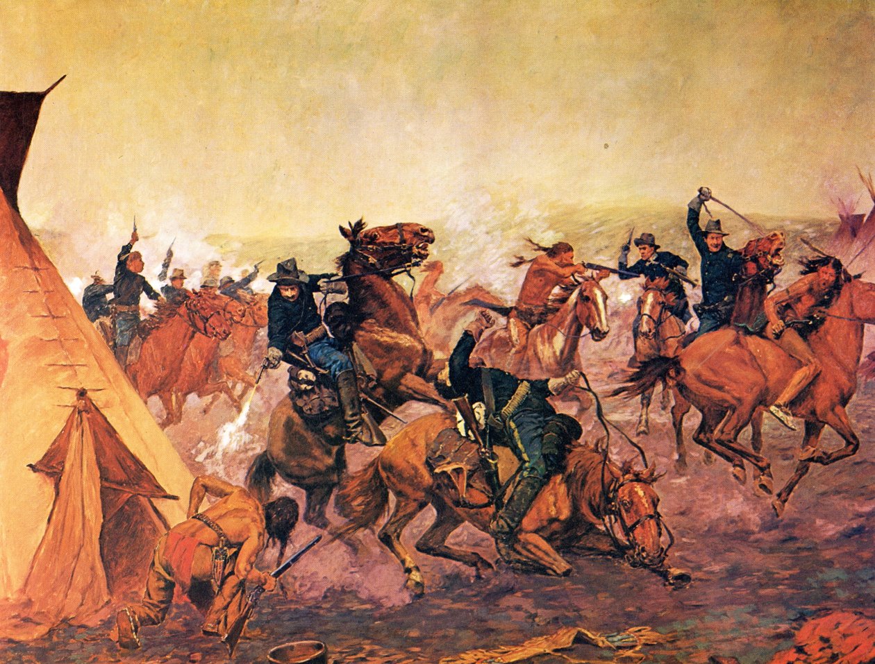 Útok za úsvitu od Charles Schreyvogel