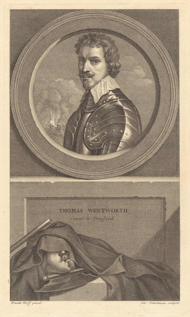 Thomas Wentworth, hrabě ze Straffordu od Charles Simonneau after Adriaen van der Werff after Sir Anthony van Dyck