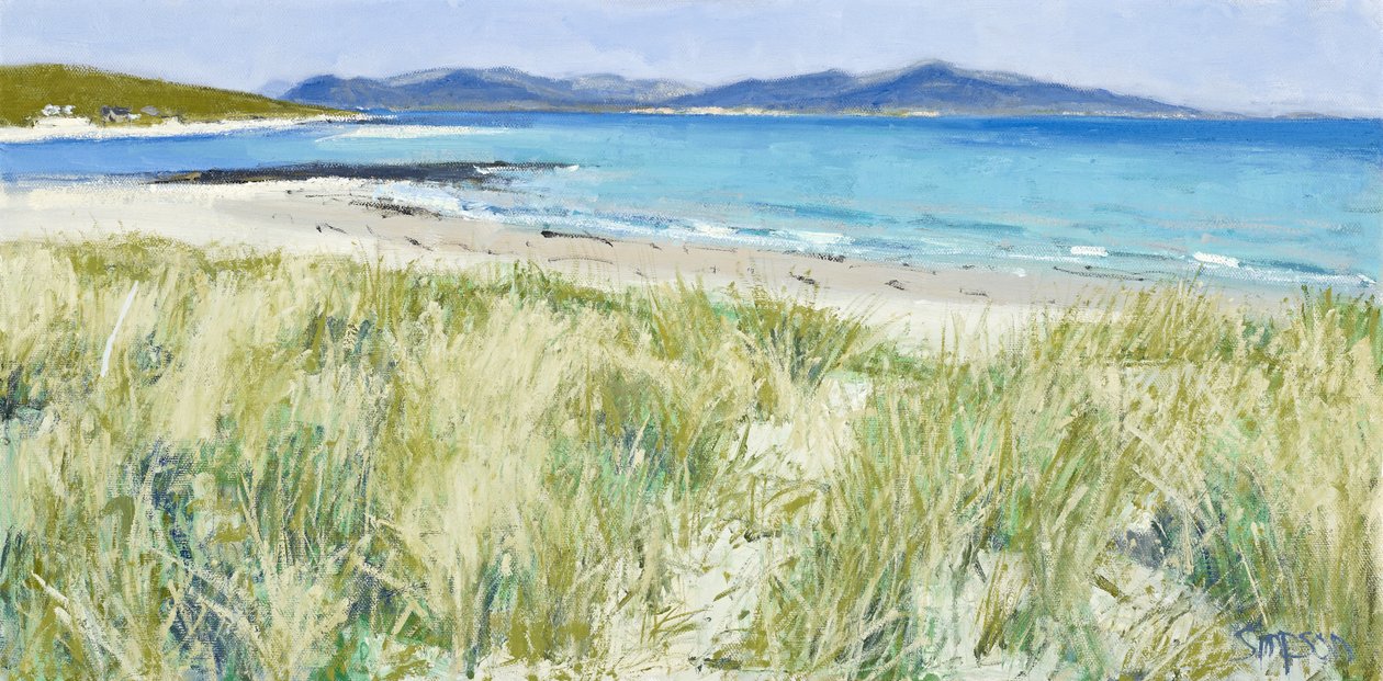 Plážové trávy, Berneray, 2011 (olej na plátně) od Charles Simpson
