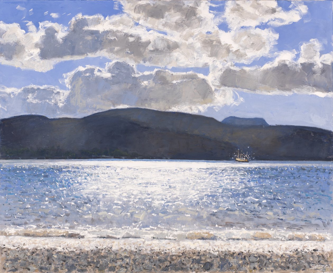 Rybářská loď, Loch Broom, 2017 (olej na plátně) od Charles Simpson