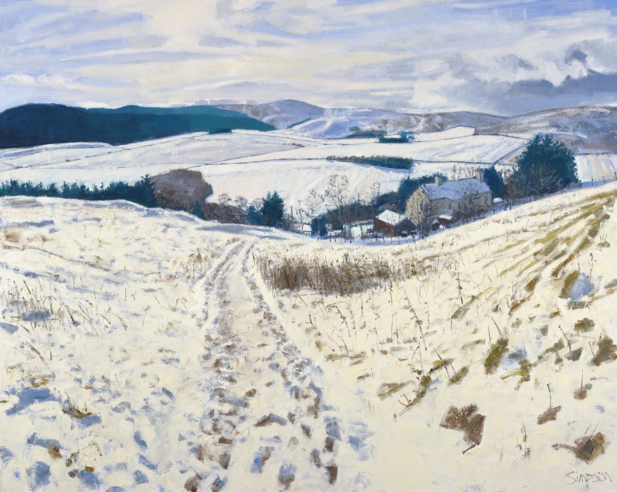 Stopa po kopci, 2015 (olej na plátně) od Charles Simpson