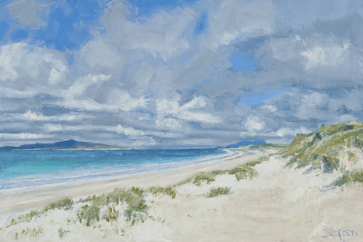 Západní pláž, Berneray, 2013 (olej na plátně) od Charles Simpson