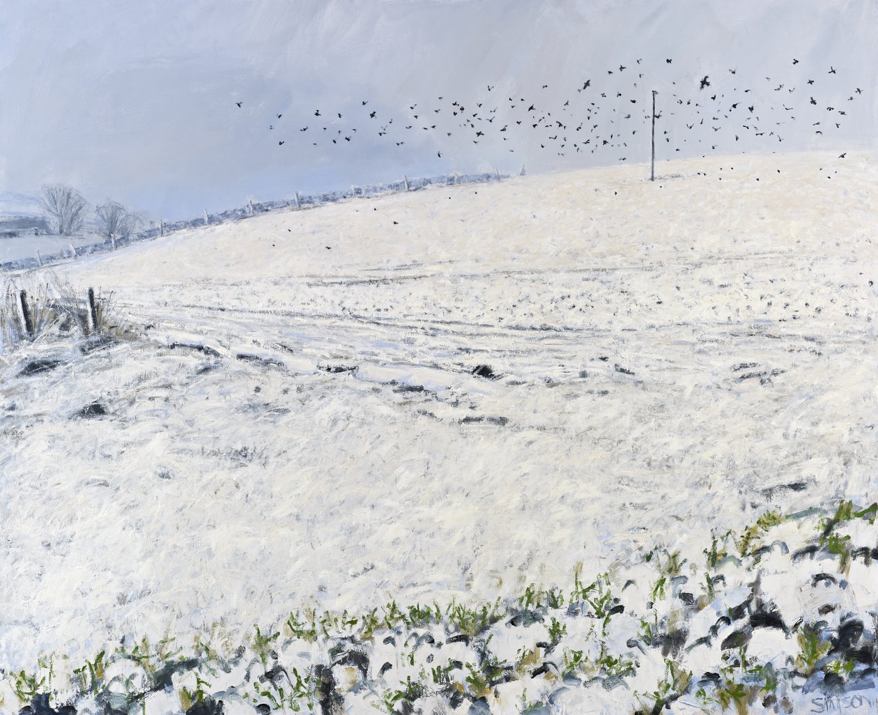 Zimní vrány, 2012 (olej na plátně) od Charles Simpson