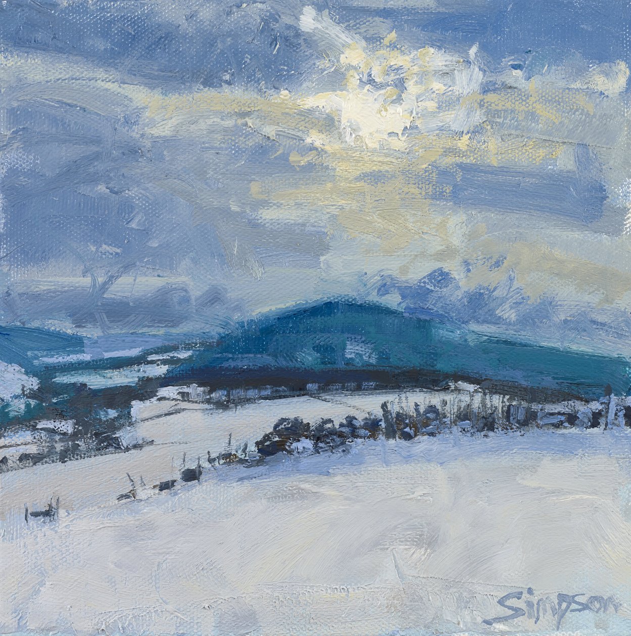 Zimní kopec, 2015 (olej na plátně) od Charles Simpson