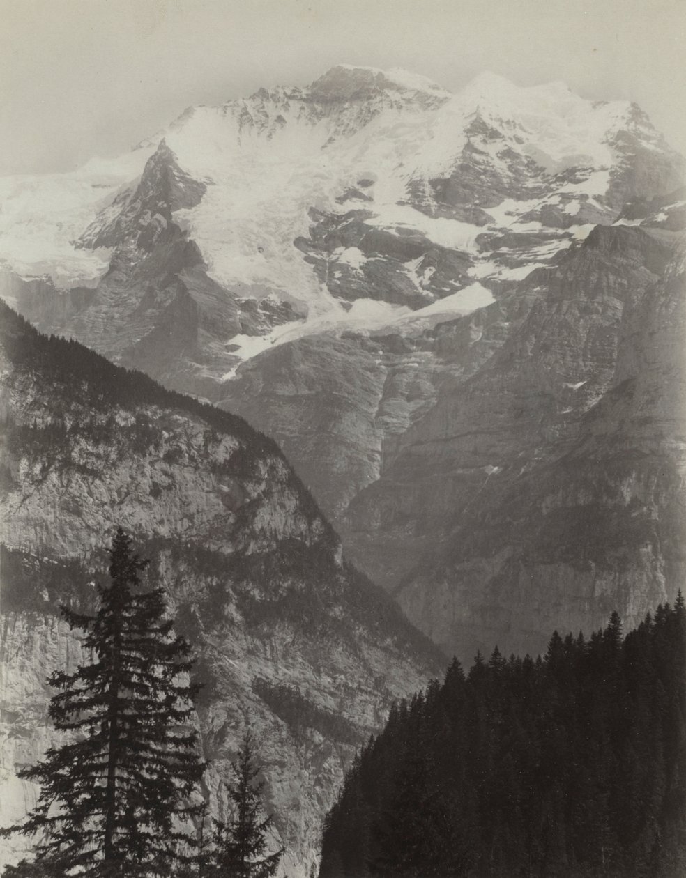 Jungfrau, Pohled z Mürren, Švýcarsko, c. 60. léta 19. století. od Charles Soulier