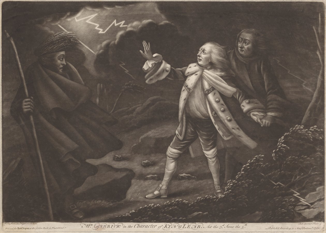 Pan Garrick v postavě krále Leara - "Král Lear", dějství III, scéna V od Charles Spooner