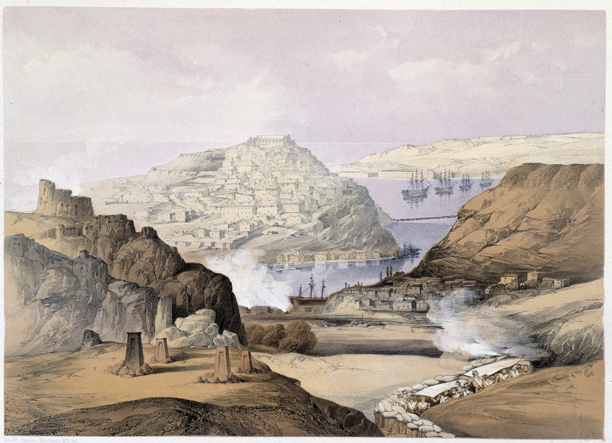 Město Sebastopol v „“Sevastopolu”” od Ch.Hardinge. Litho od Vincenta Brookse, d. Londýn 1855 Henry Graves. od Charles Stewart Hardinge