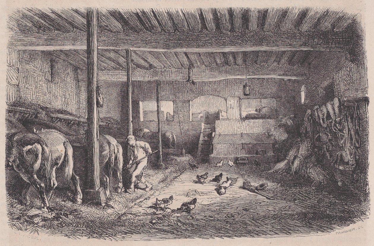 Stáj, od Magasin Pittoresque, ca. 1852. od Charles Tamisier